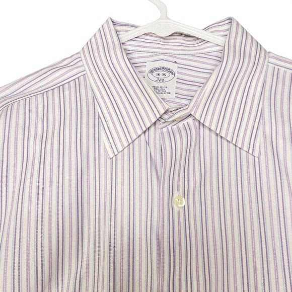 Brooks Brothers Other - Brooks Brothers Purple Striped French‎ Cuff Non-Iron Dress Shirt 16-35 Regular
